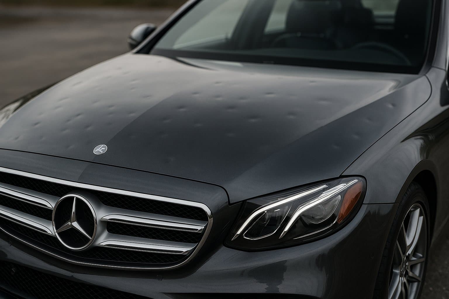 Hail damage before repair